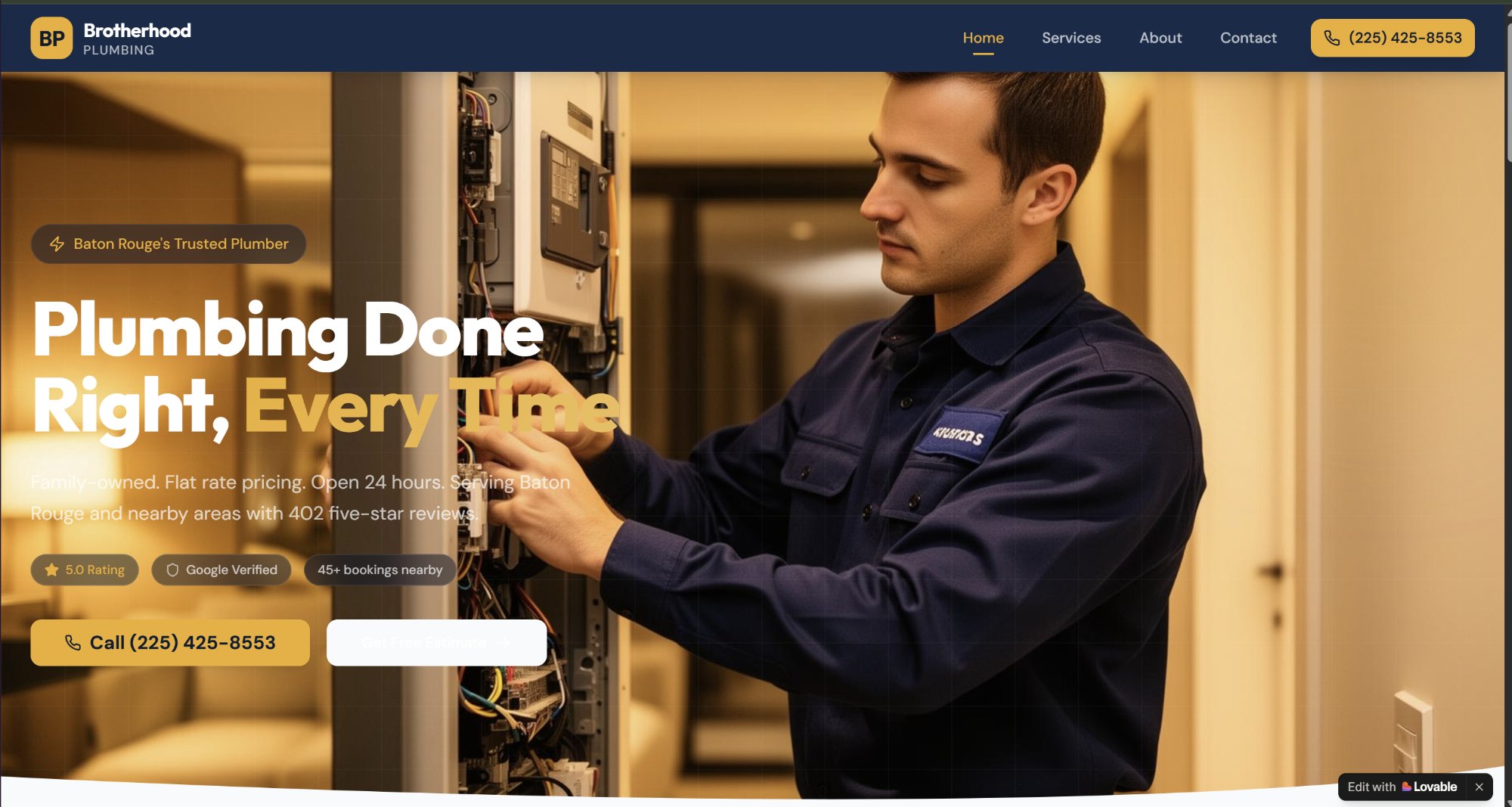 Brotherhood Plumbing website